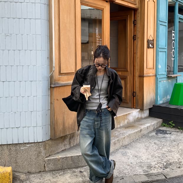 릿킴 레더 자켓 FORMER HALF LEATHER JACKET