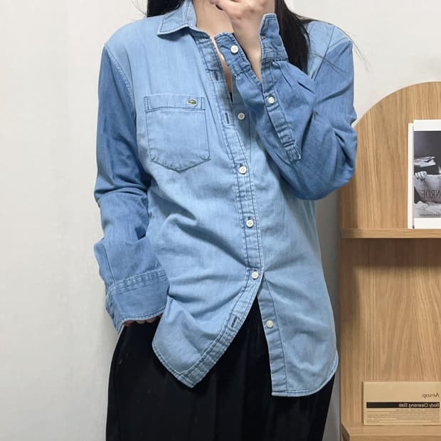 [정품] 라코스테 데님 포켓 셔츠 [ 38 ]