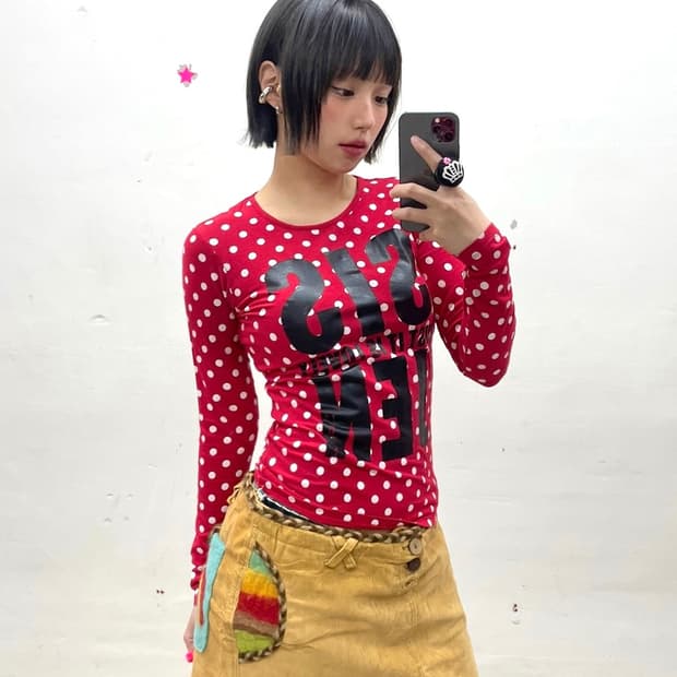 Jenny Red White Long Sleeve with Dots 