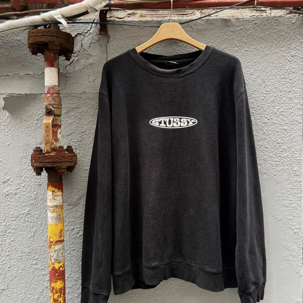 스투시 블랙 로고 맨투맨