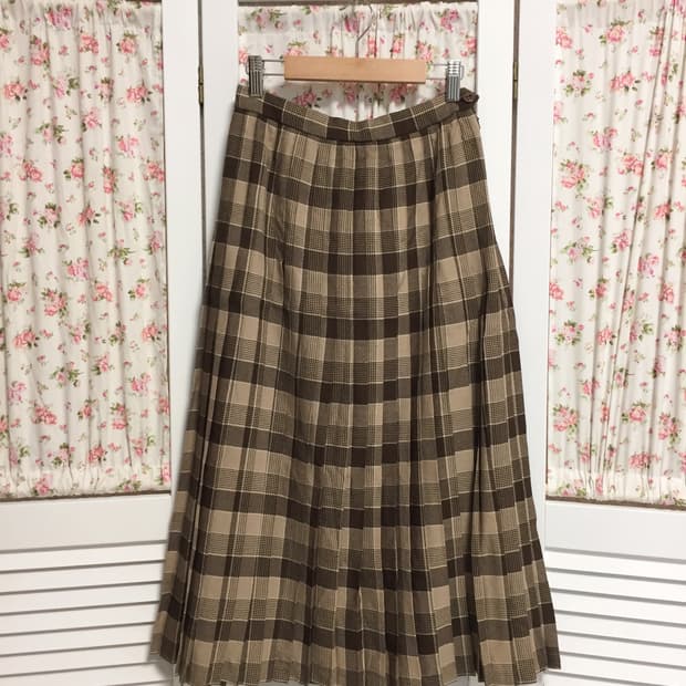 빈티지 모리걸 초코 체크스커트