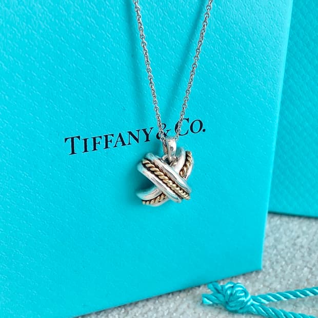 티파니 시그니처 18k 콤비 실버 목걸이(남녀공용)