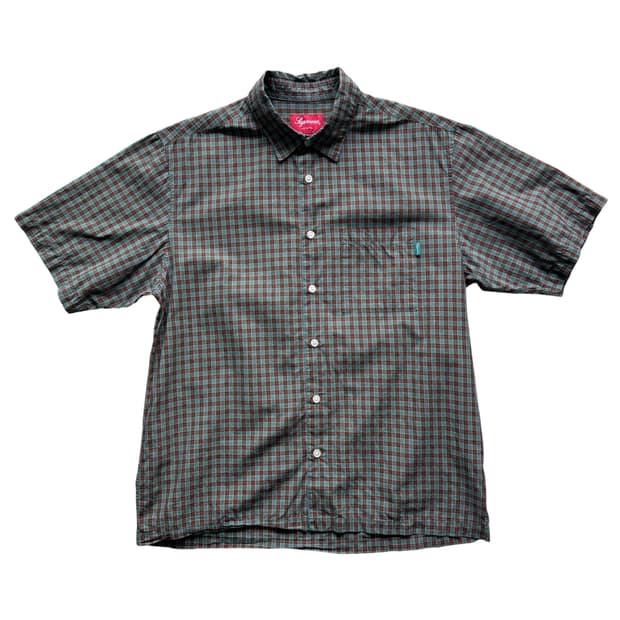 19ss 슈프림 플레이드 체크 반팔셔츠