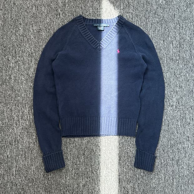 랄프로렌 네이비 브이넥 니트