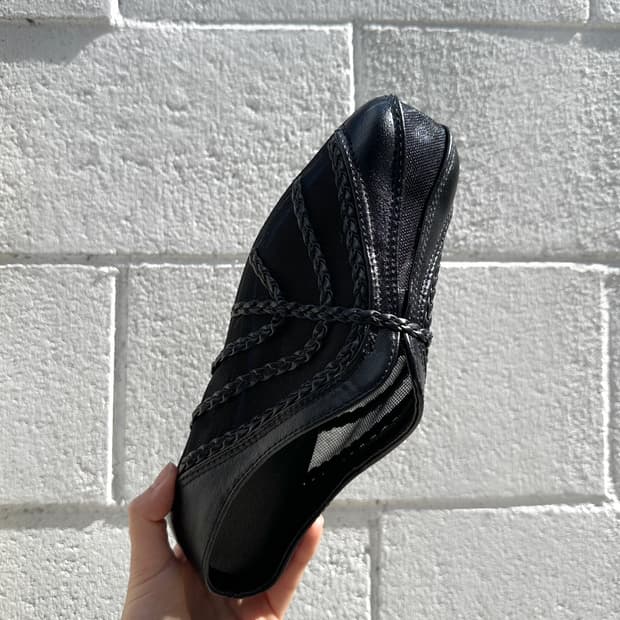 Night twist mesh mule / black