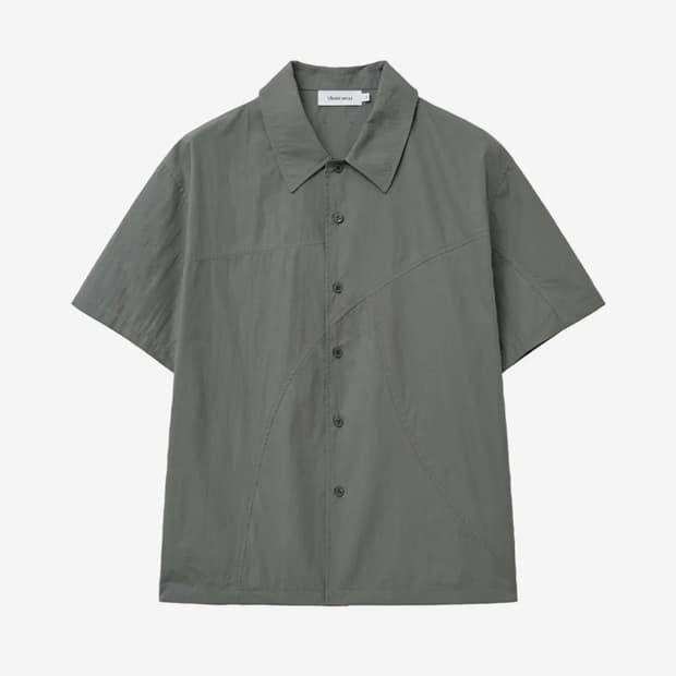 Line open collar shirt CHARCOAL