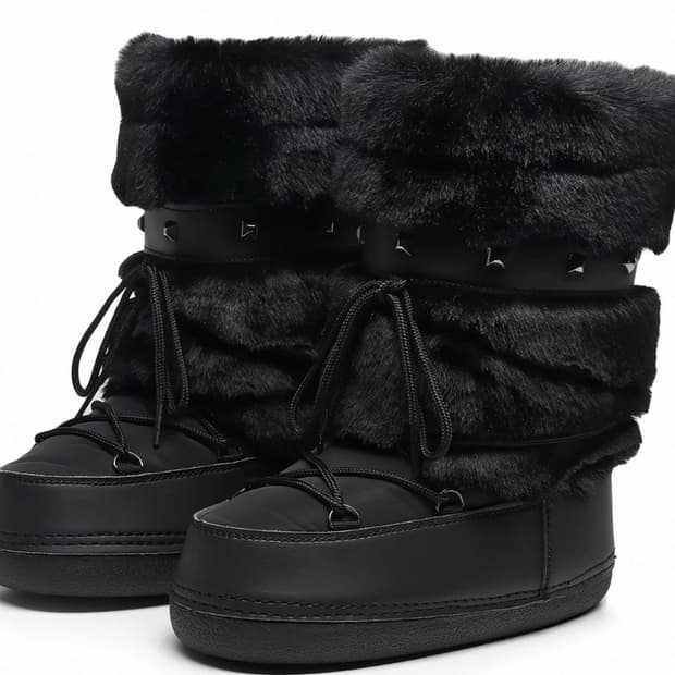 빈티지 갸루 Y2K 퍼부츠 블랙 235