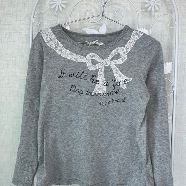 jpn vintage 그레이레터링 셔링 롱 슬리브 y2k 스트릿 갸루 펑