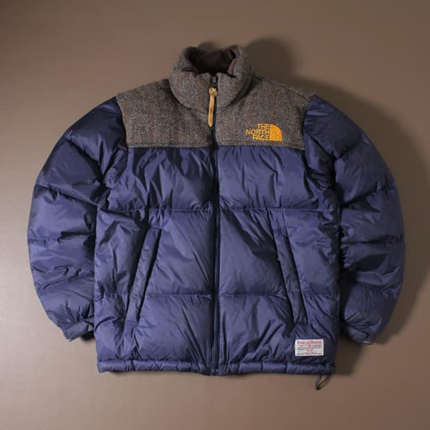 The North Face × Harris Tweed 네이비 다운패딩
