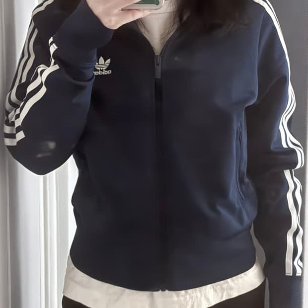 아디다스 파이어버드 져지 크롭 트랙탑 네이비