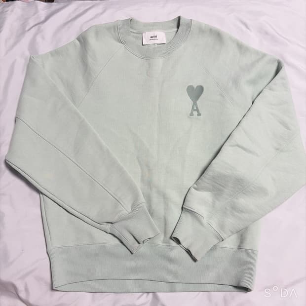아미 빅로고 하트 로고 민트 오버핏 맨투맨 S