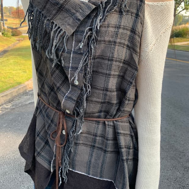 [MERVEILLE H.] check hippy vest