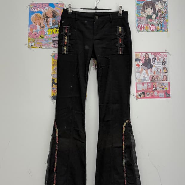 Ozz on Black Oriental Bootcut Pants 