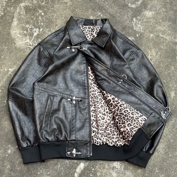 Leopard-Lined Fireman Jacket 블랙