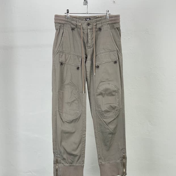 돌체앤가바나 모스 그레이 컨버터블 번트 드로우 카코 팬츠