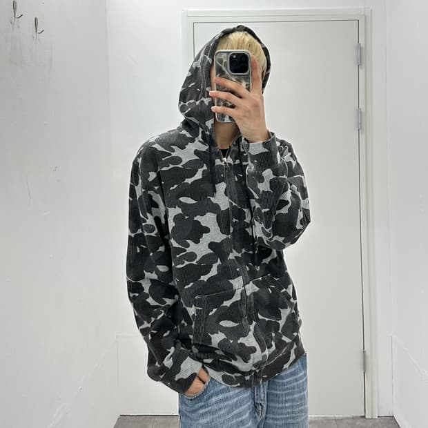 JPN camo waffle knit hoodie