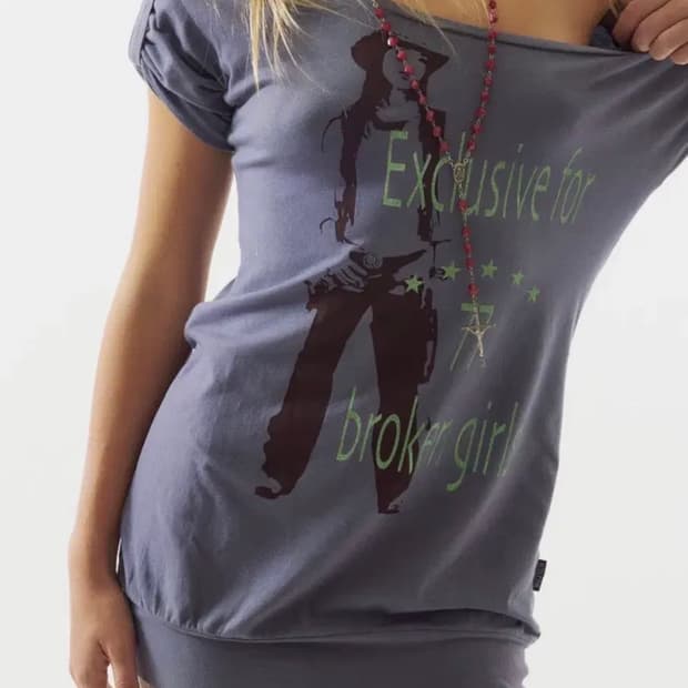 Broken Girls Roll Up Tee Dirty Purple S