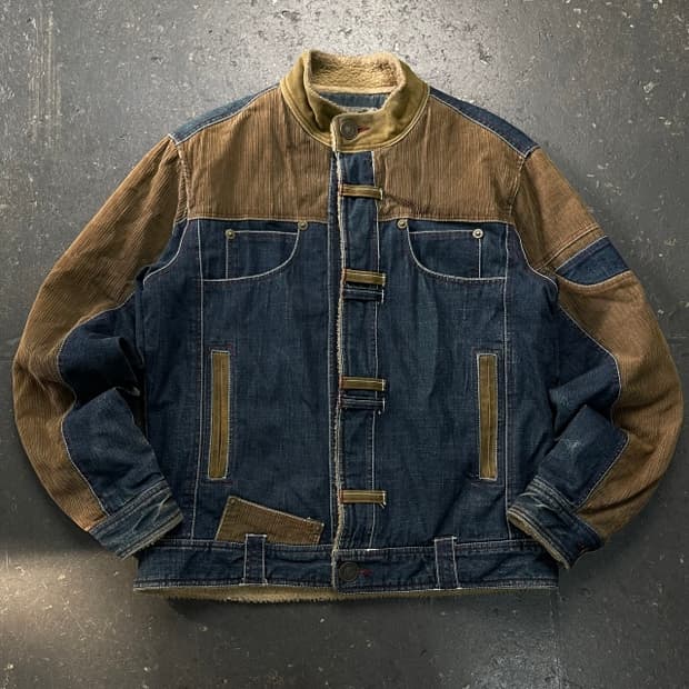 100 빈티지 코듀로이 믹스 데님 자켓 