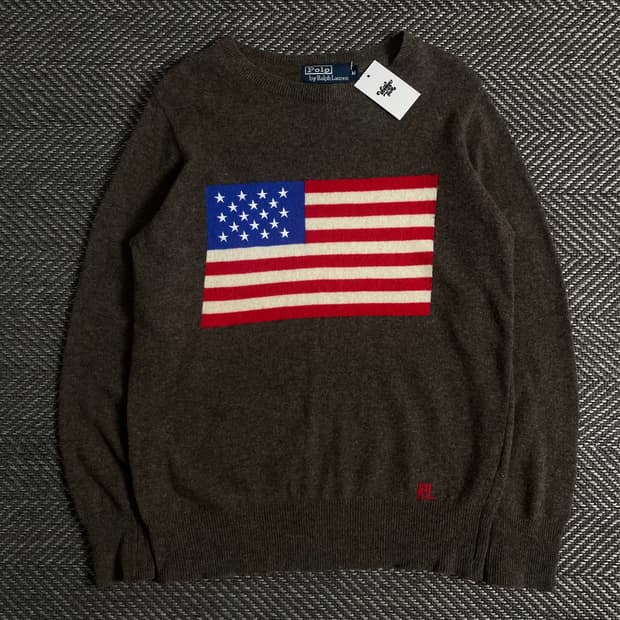 폴로 랄프로렌 성조기 빅로고 램스울 니트o 3585