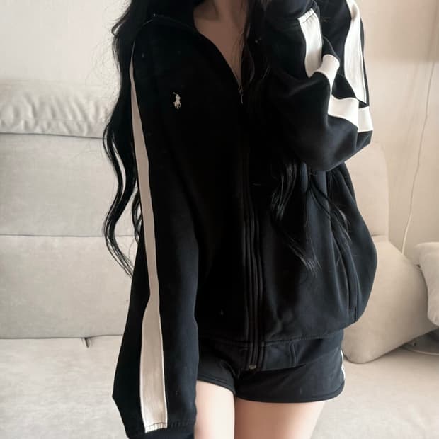 폴로 랄프로렌 블랙 기모 집업