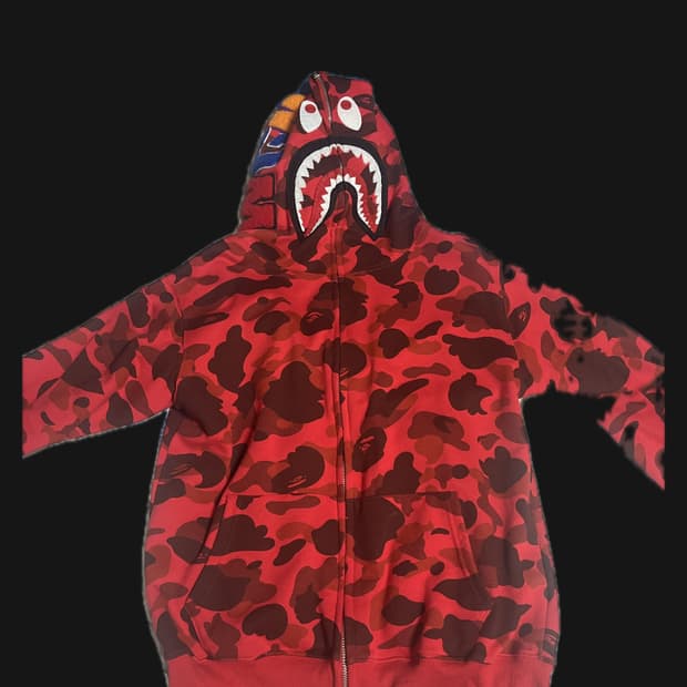 베이프 레드 후드집업