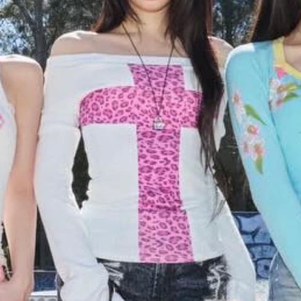 Leopard Cross Off Shoulder in White