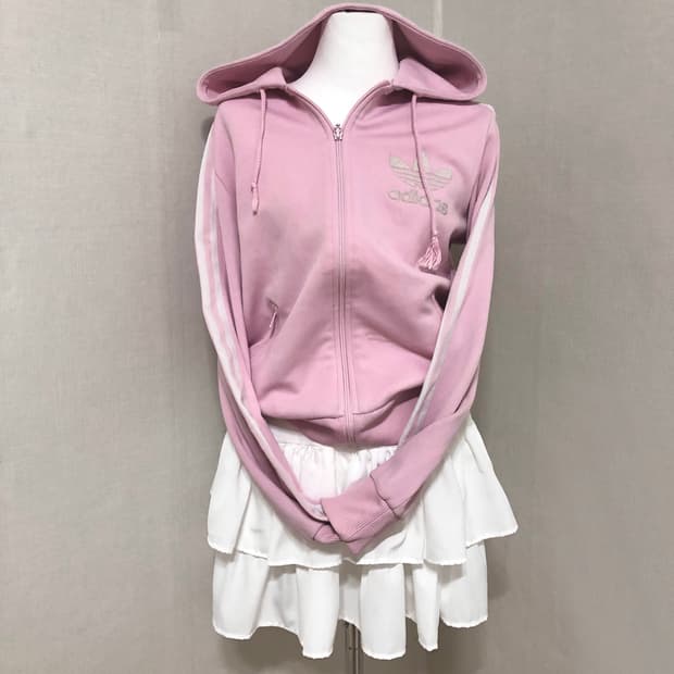 아디다스 베이비핑크 후드플락져지 40