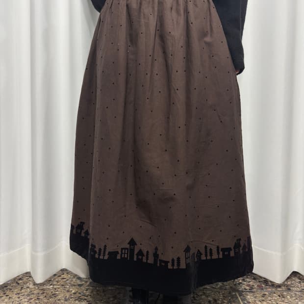 samansa mos2 dot design long skirt