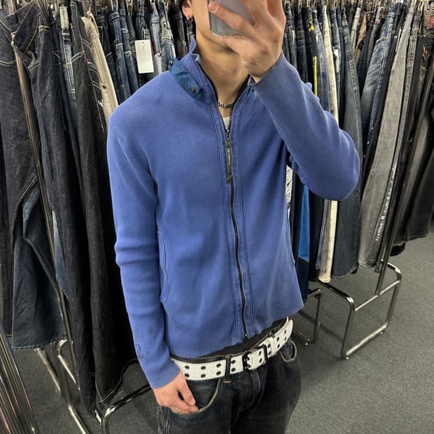 M) CP 컴퍼니 블루 슬림 니트집업