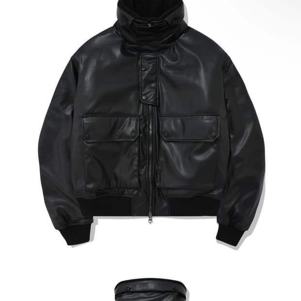 맥우드건 봄버 패티드 페이크레더 점퍼 s