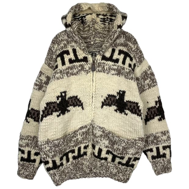 빈티지 코위찬 니트 후드 가디건 집업