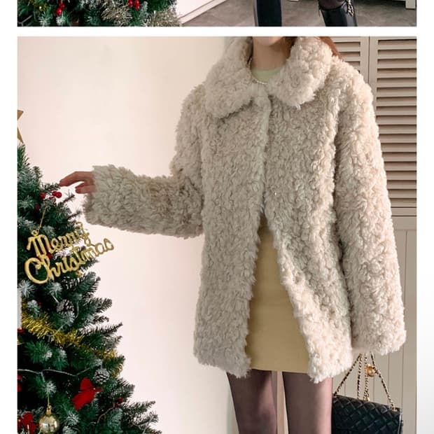 뽀글이 퍼 자켓 아이보리 베이지