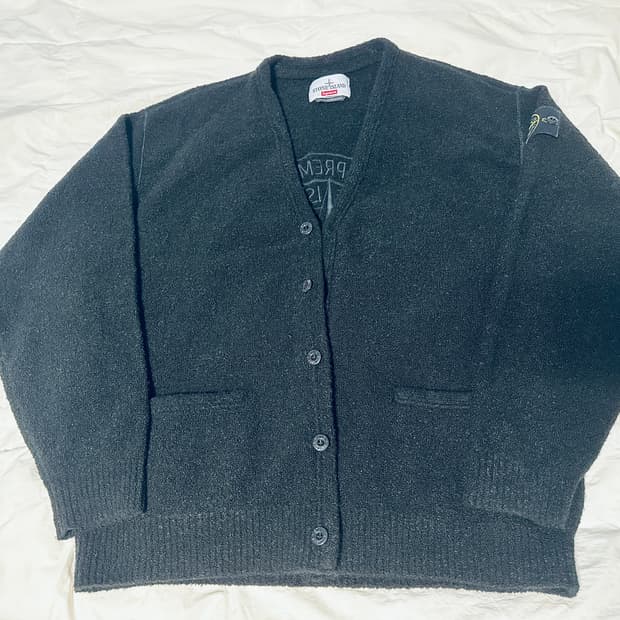 슈프림 스톤아일랜드 부클 가디건 블랙