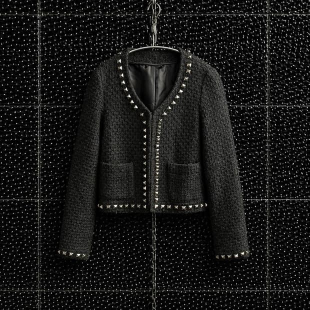 스터드 트위드 자켓