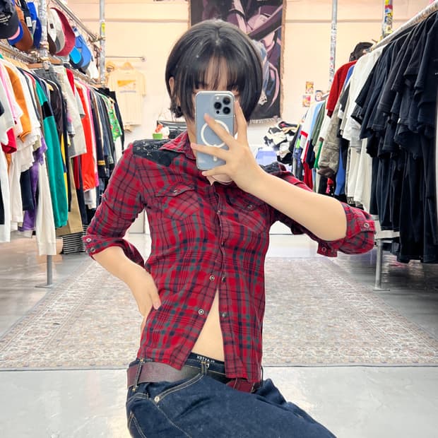 폴로 데님앤서플라이 시스루 디테일 웨스턴 셔츠