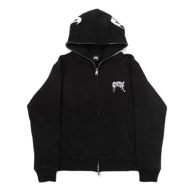 리벤지 자수 아치 로고 후드 풀집업 블랙