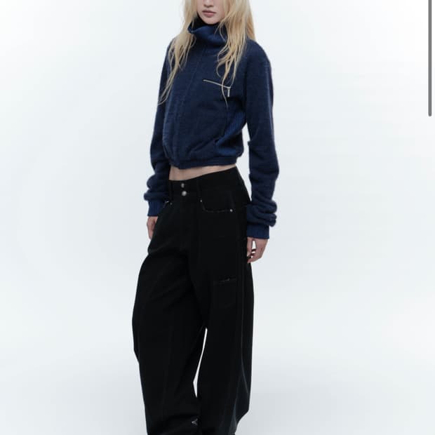 ENGINEERED JEANS WITH FRILL BELT BLACK