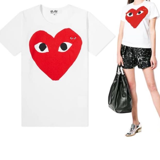 꼼데가르송 더블하트 와펜 여성 반팔티(M)