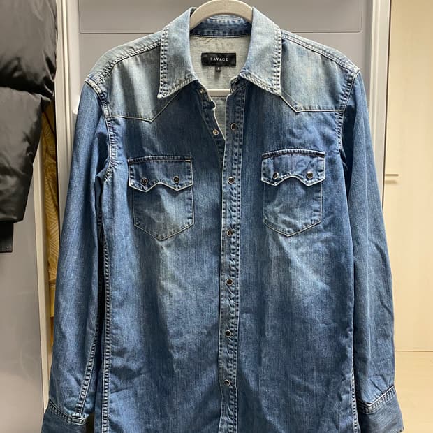 세비지 웨스턴 데님 셔츠 미드 블루  (L 사이즈)