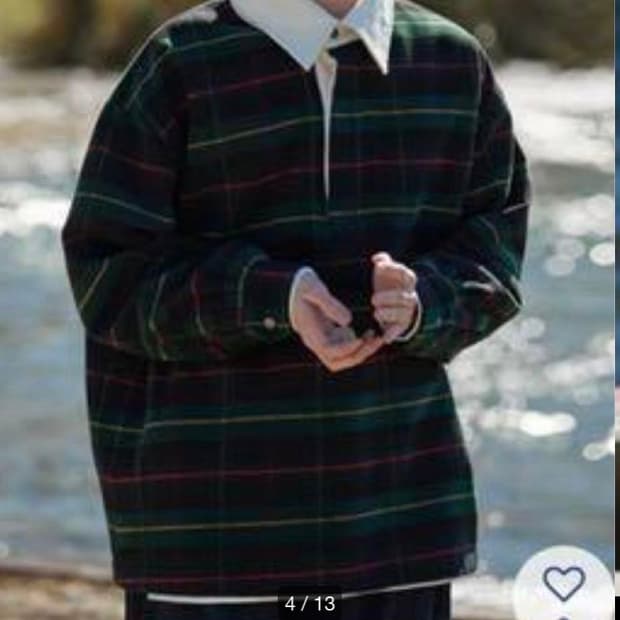 Evistub긴팔 루즈핏 셔츠  체크 폴로 셔츠