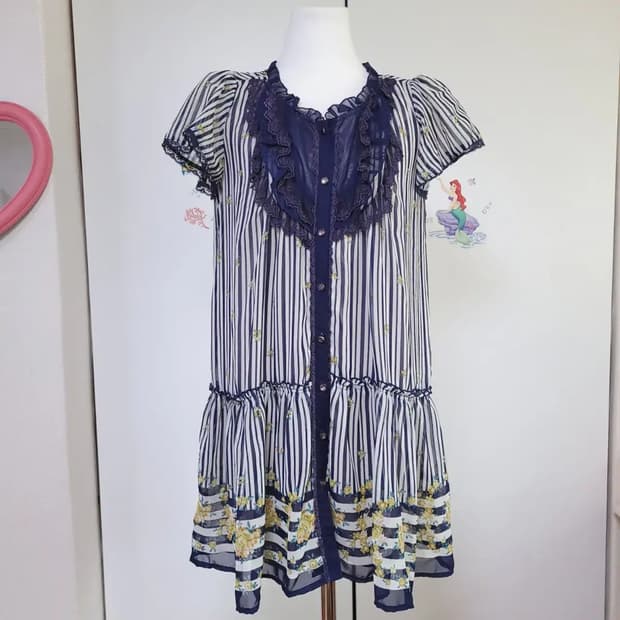 엑시즈팜 쉬폰 베이돌원피스