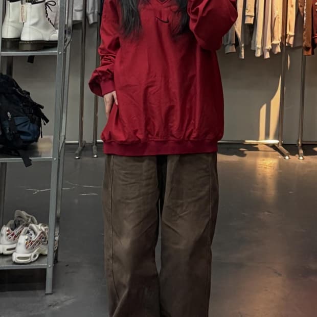 나이키 90s 올드스쿨 레드 브이넥 우븐 웜업 A3221