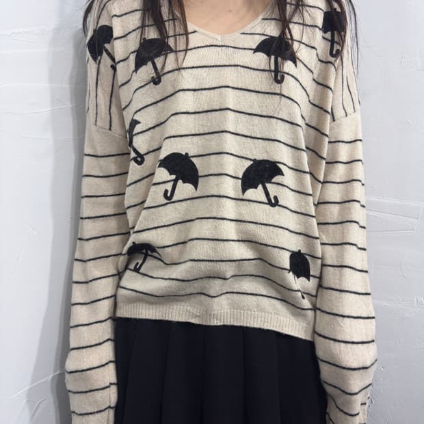 lolotas&l umbrella stripe knit top