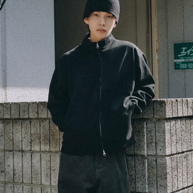 제로 풀집 핑거홀 스웨트 셔츠 집업 블랙 L