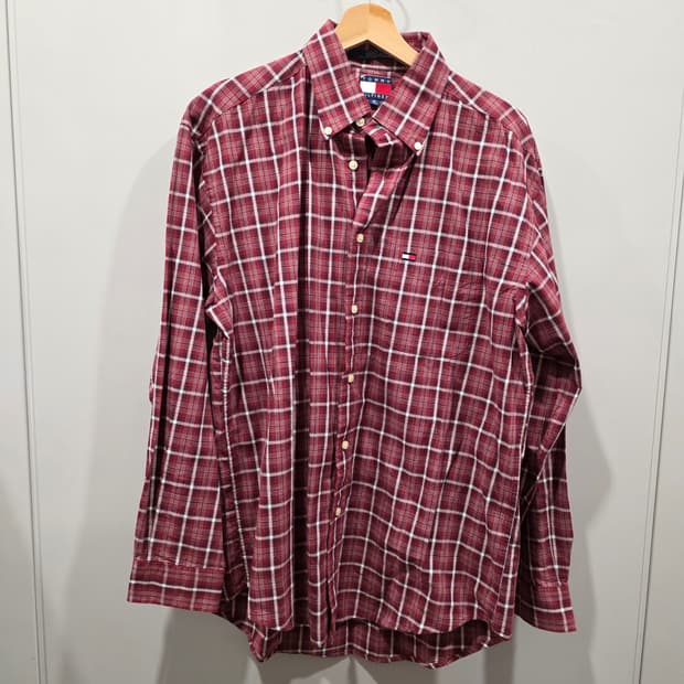 타미힐피거  체크 카라 셔츠