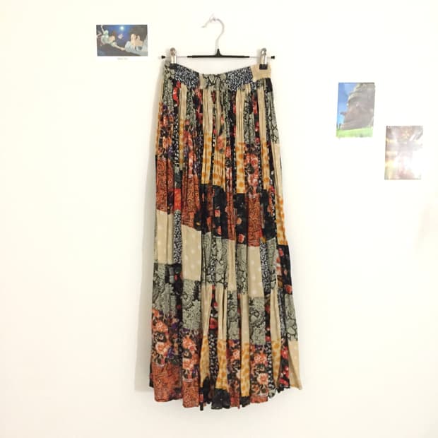 패치 워크 롱스커트