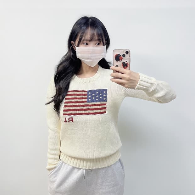 폴로 랄프로렌 플래그 성조기 코튼 라운드 니트