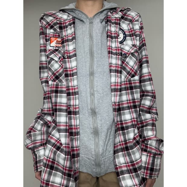 빈티지 y2k 레이어드 셔츠 후드집업