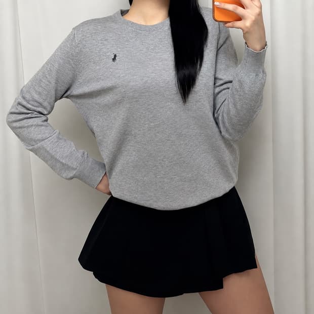 폴로랄프로렌 그레이 슬림핏 피마코튼 니트