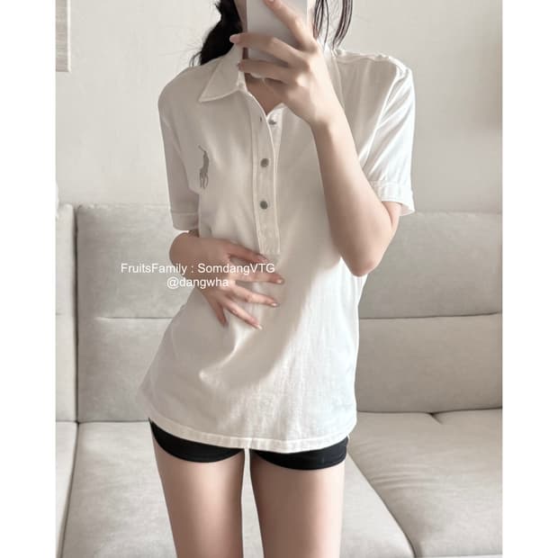 폴로 랄프로렌 빅포니 화이트 실버 골프 pk 반팔